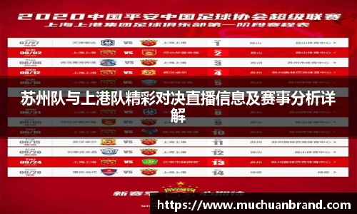 苏州队与上港队精彩对决直播信息及赛事分析详解